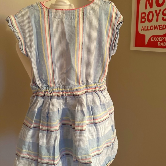 Girl’s Crewcuts Dress Size 7 Striped Open Back Blue White - Picture 1 of 6
